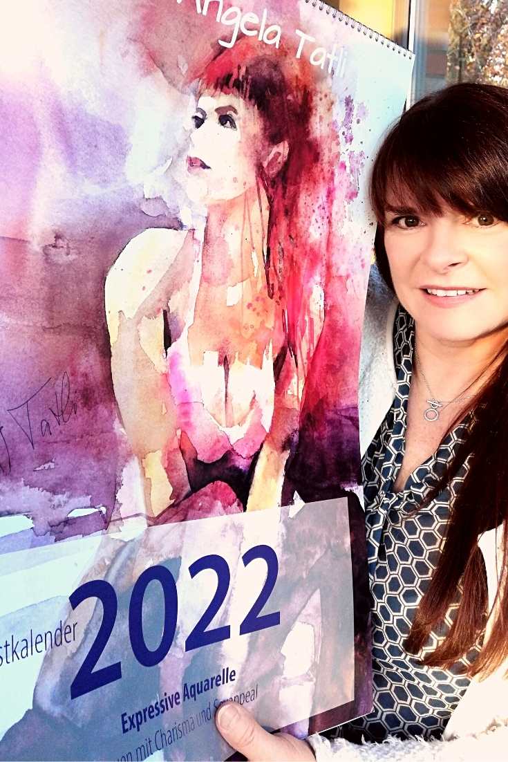 Kunstkalender 2022 mit Frauenmotiven in Aquarell gemalt von der Künstlerin Angela Tatli